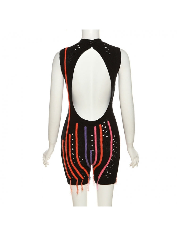 Sexy Tassels Hollowed Out Sleeveless Rompers